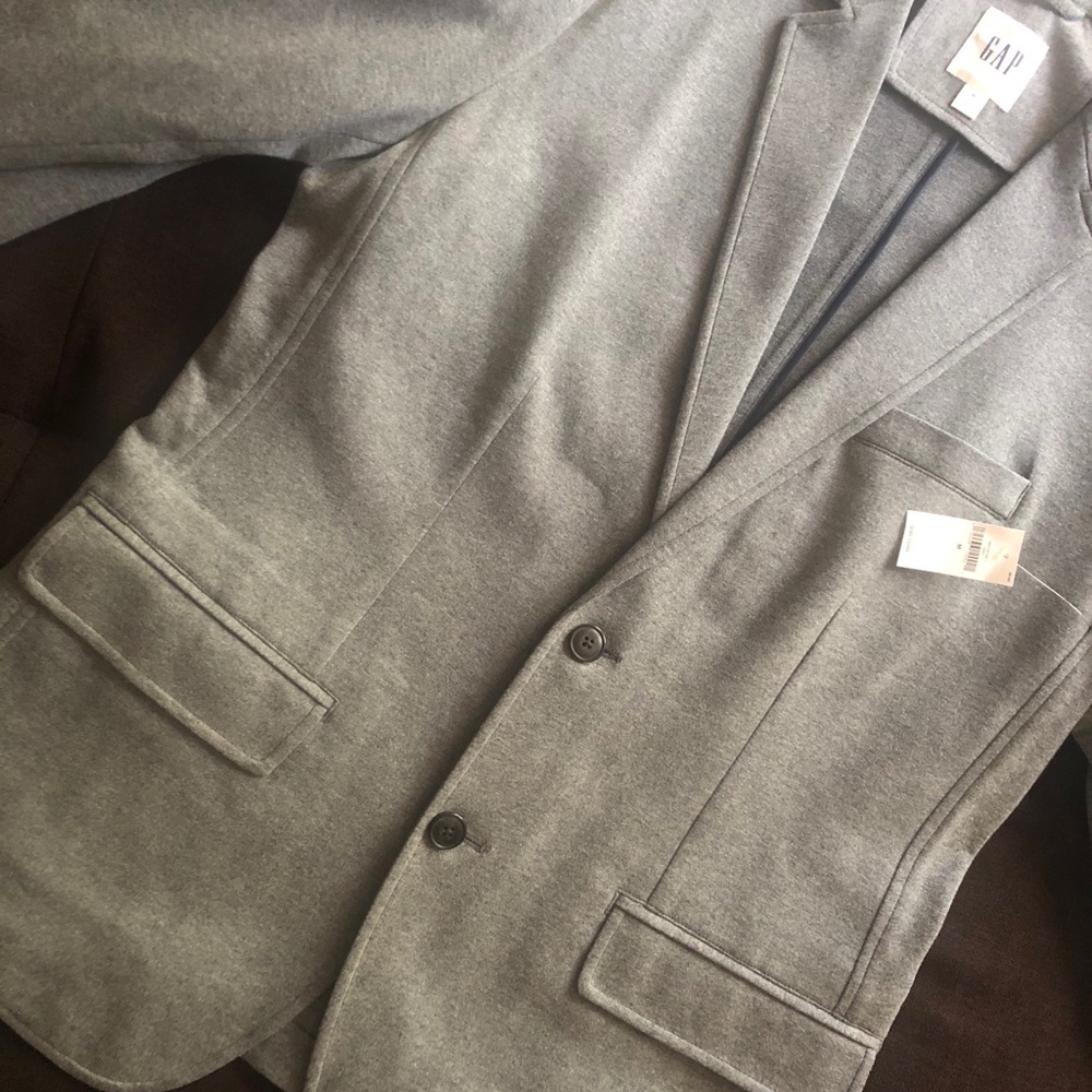 NWT GAP Slim Comfort Knit Gray Blazer Sz MED